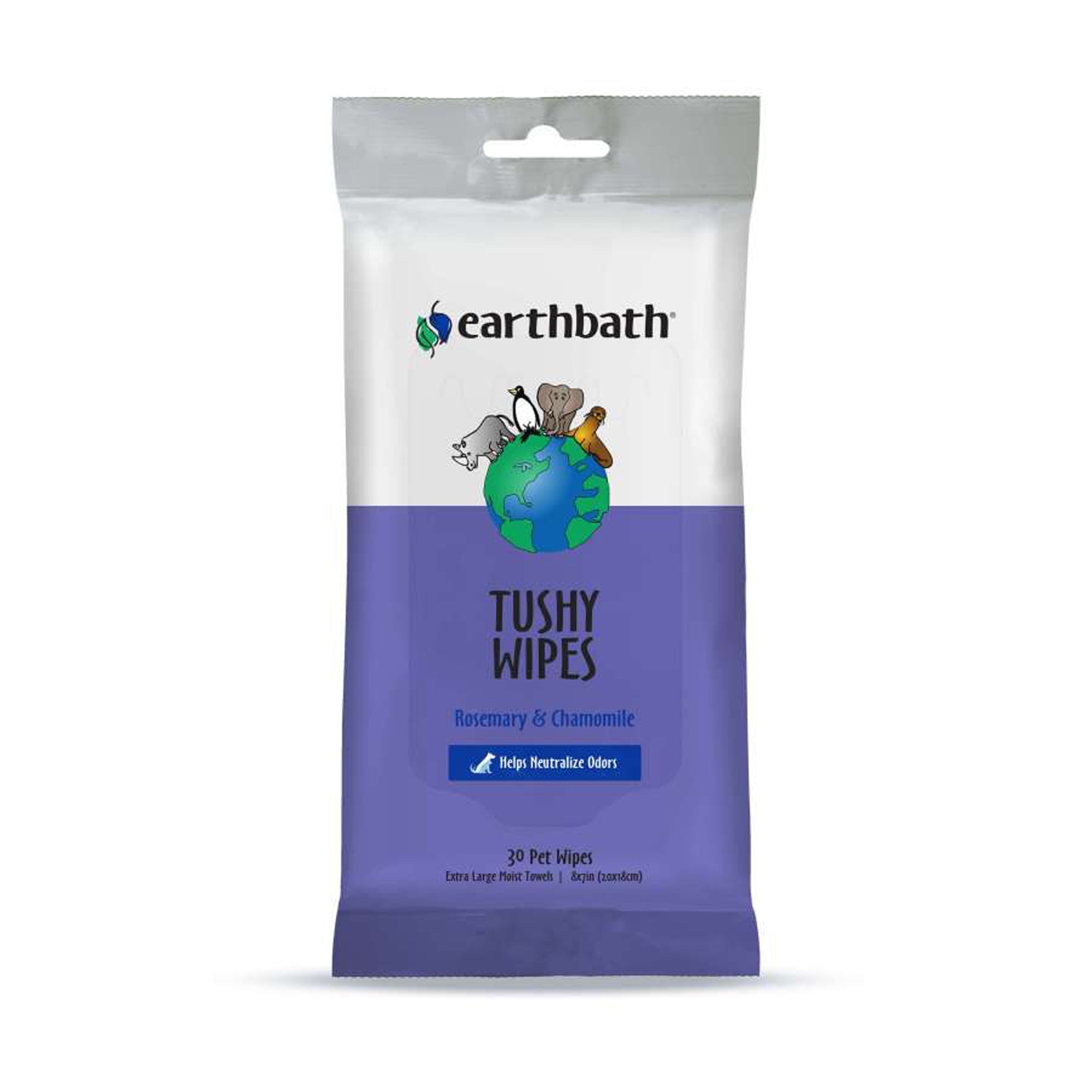 Earthbath Tushy Wipes; Rosemary Chamomile 30 count