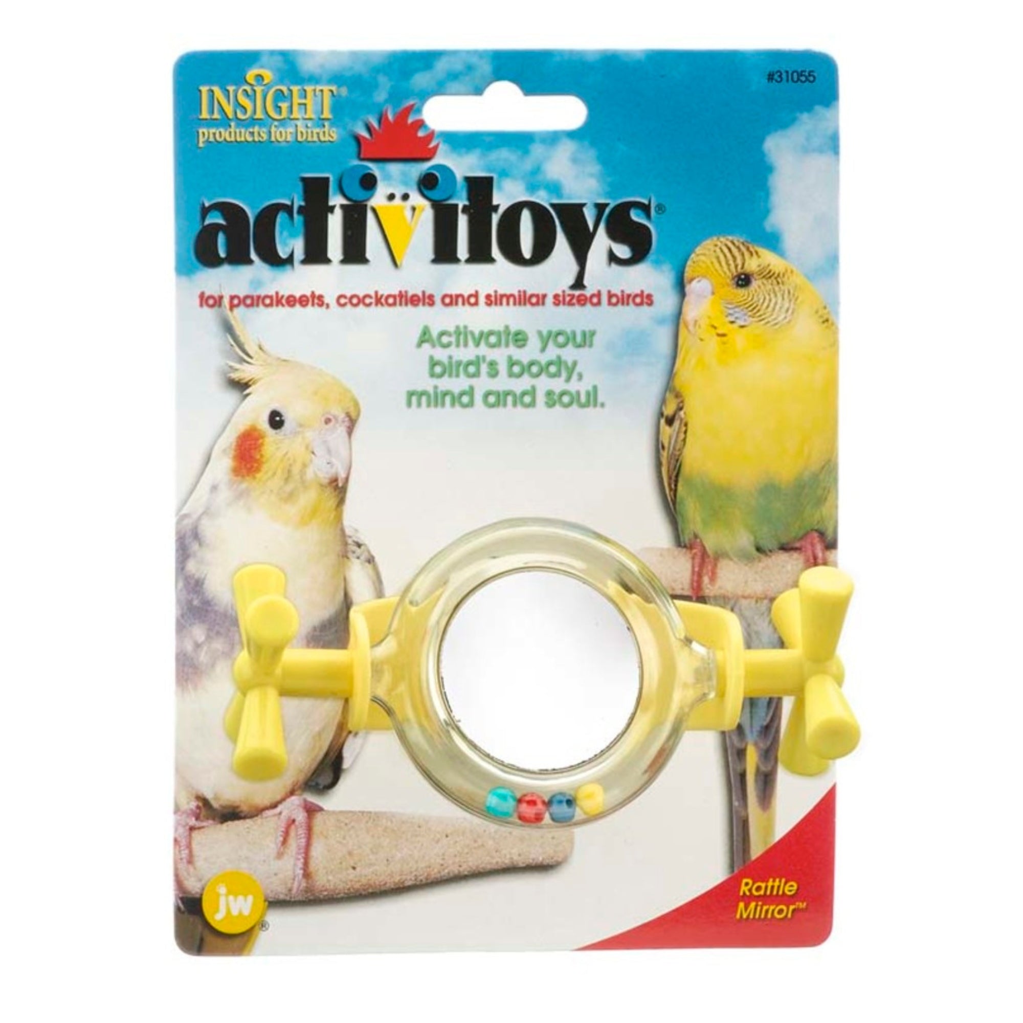 JW Pet ActiviToy Rattle Mirror Bird Toy Assorted 1ea/SM/MD