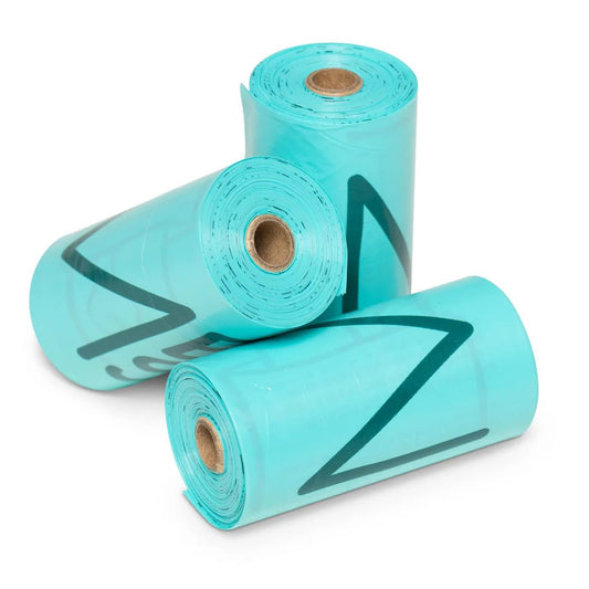 Messy Mutts Dog Advanced Biorecycle Poop Bag Teal 24 Pack Individual Refill Rolls
