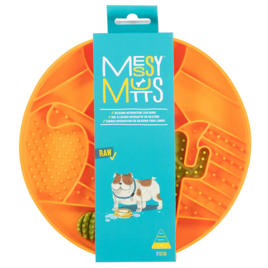 Messy Mutts Dog Silicone Interactive Lick Bowl Desert Pattern Orange