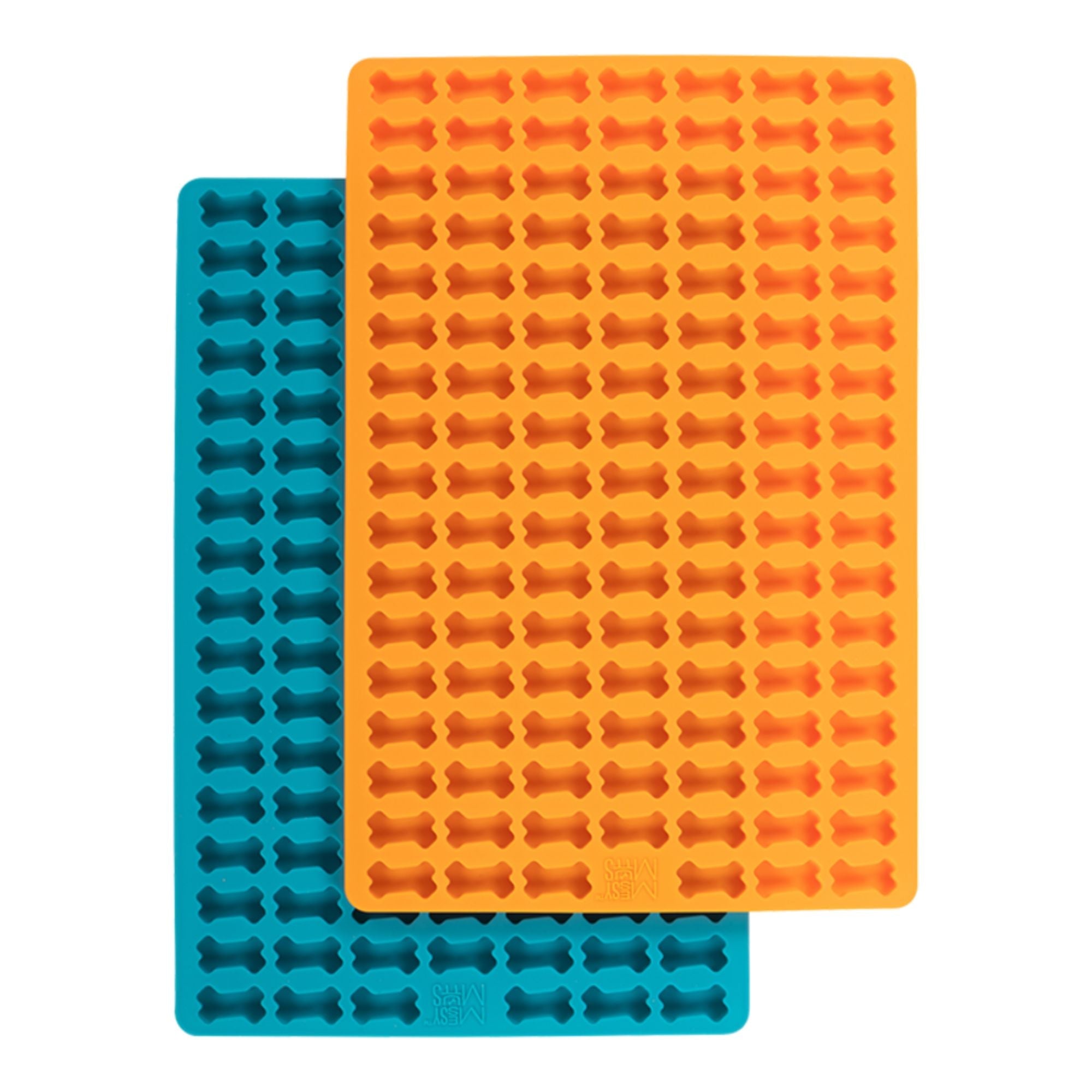 Messy Mutts Dog Silicone Mini Treat & Topper Making Mold Blue & Orange 2 Pack