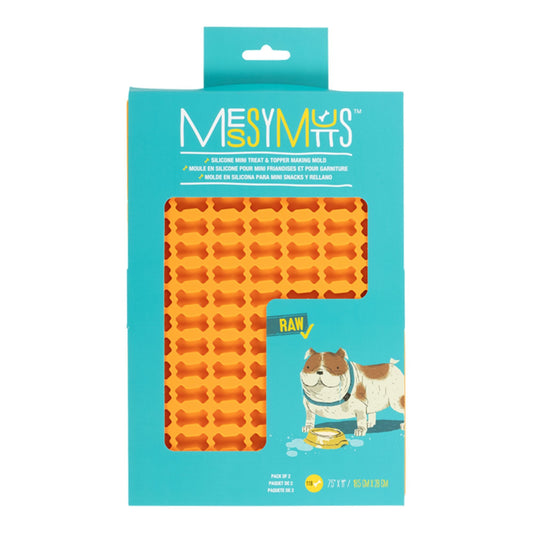 Messy Mutts Dog Silicone Mini Treat & Topper Making Mold Blue & Orange 2 Pack