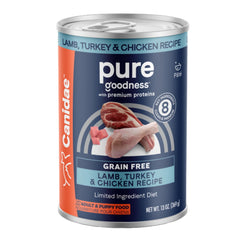 CANIDAE PURE Goodness GrainFree LID Canned Dog Food Elements Formula w/Lamb, Turkey Chicken, 12ea/13 oz