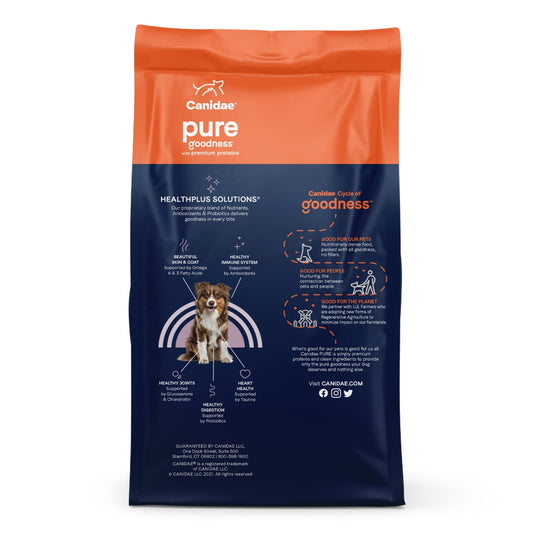 CANIDAE PURE Farm To Bowl GrainFree LID Dry Dog Food Bison, Lentil Carrot, 1ea/21 lb