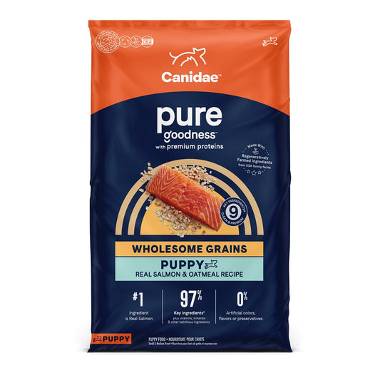 CANIDAE PURE Farm To Bowl w/Wholesome Grains Dry Puppy Food Salmon Oatmeal, 1ea/22 lb