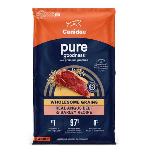 CANIDAE PURE Farm To Bowl w/Wholesome Grains Dry Dog Food Beef Barley, 1ea/4 lb