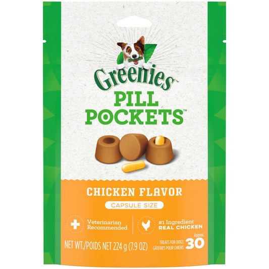GREENIES PILL POCKETS Treats Chicken Flavor Capsule Size 7.9oz