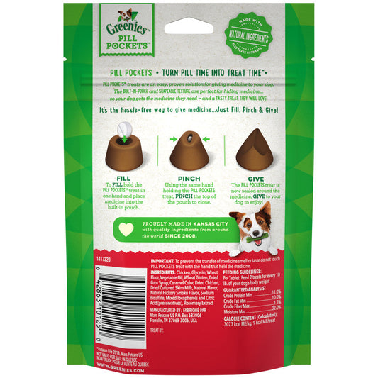 GREENIES PILL POCKETS Treats Hickory Smoke Tablet Size 3.2oz