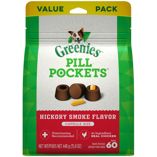 GREENIES PILL POCKETS Treats Hickory Smoke Flavor Capsule Size 15.8oz