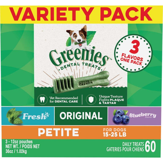 GREENIES 3-Flavor Variety Pack Dental Treats Petite 36oz