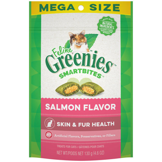 Greenies Feline SmartBites Skin Fur Crunchy Soft Adult Cat Treats Salmon, 1ea/4.6 oz