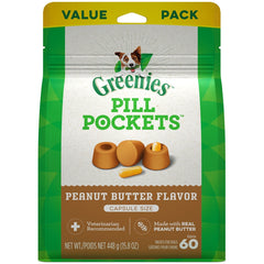 Greenies Pill Pocket Dog Treats Peanut Butter Flavor Capsule 15.8oz