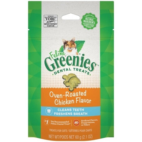 Feline Greenies Dental Treat Oven Roasted Chicken 2.1oz
