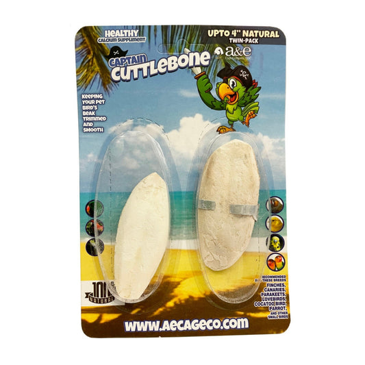 A & E Cages Natural Cuttlebone 1ea/4 in, 2 pk (Pack of 3)