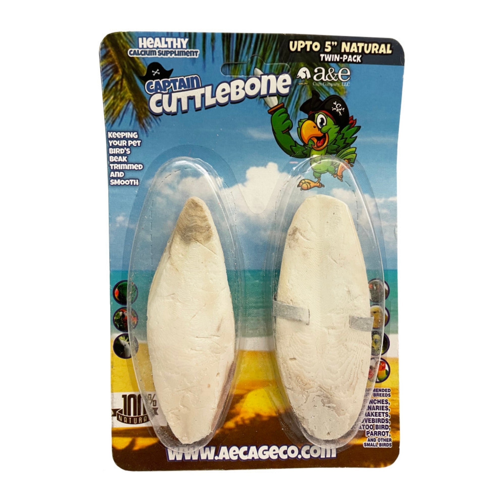 A & E Cages Natural Cuttlebone 1ea/5 in, 2 pk (Pack of 3)
