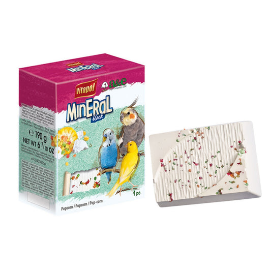A & E Cages Vitapol Infused Mineral Block for Birds Popcorn, 1ea/190 g (Pack of 3)