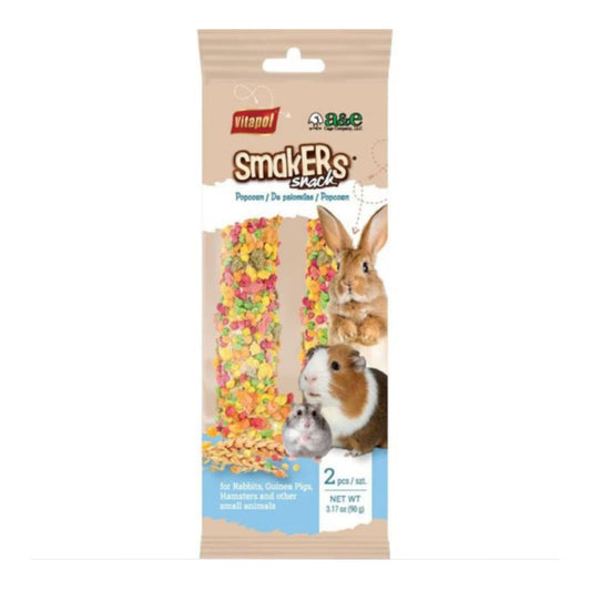 A E Cages Vitapol Smakers Small Animal Treat Stick Popcorn, 6ea/2 pk