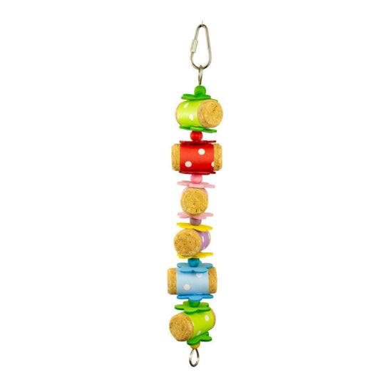 A & E Cages Happy Beaks Rainbow Rollers Cork Bird Toy 1ea