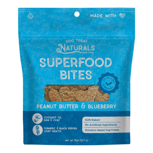 Dog Treat Naturals Dog Superfood Bites Peanut Butter & Blueberry 8oz.