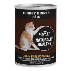 Dave's Naturally Healthy Cat Food; Turkey Formula 12.5oz. (Case of 12)