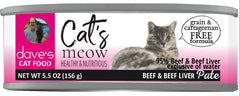 Dave's Pet Food Cat's Meow 95% Beef with Liver 5.5oz. (Case of 24)