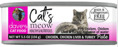 Dave's Pet Food Cat's Meow 95% Chicken with Turkey 5.5oz. (Case of 24)