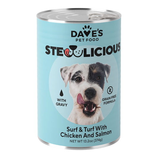 Dave's Dog Stewlicious Surf & Turf With Chicken And Salmon 13.2oz. (Case of 12)