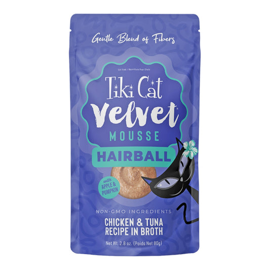Tiki Pet Cat Velvet Mousse Hairball Chicken Tuna 2.8oz.