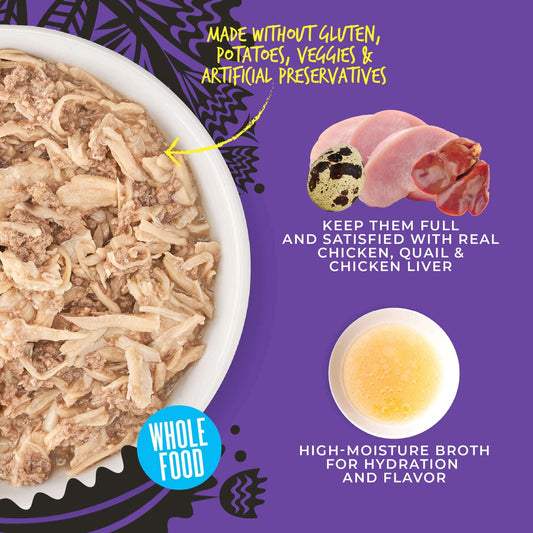 Tiki Pet Cat After Dark Shreds Chicken & Quail 3oz. (Case of 12)