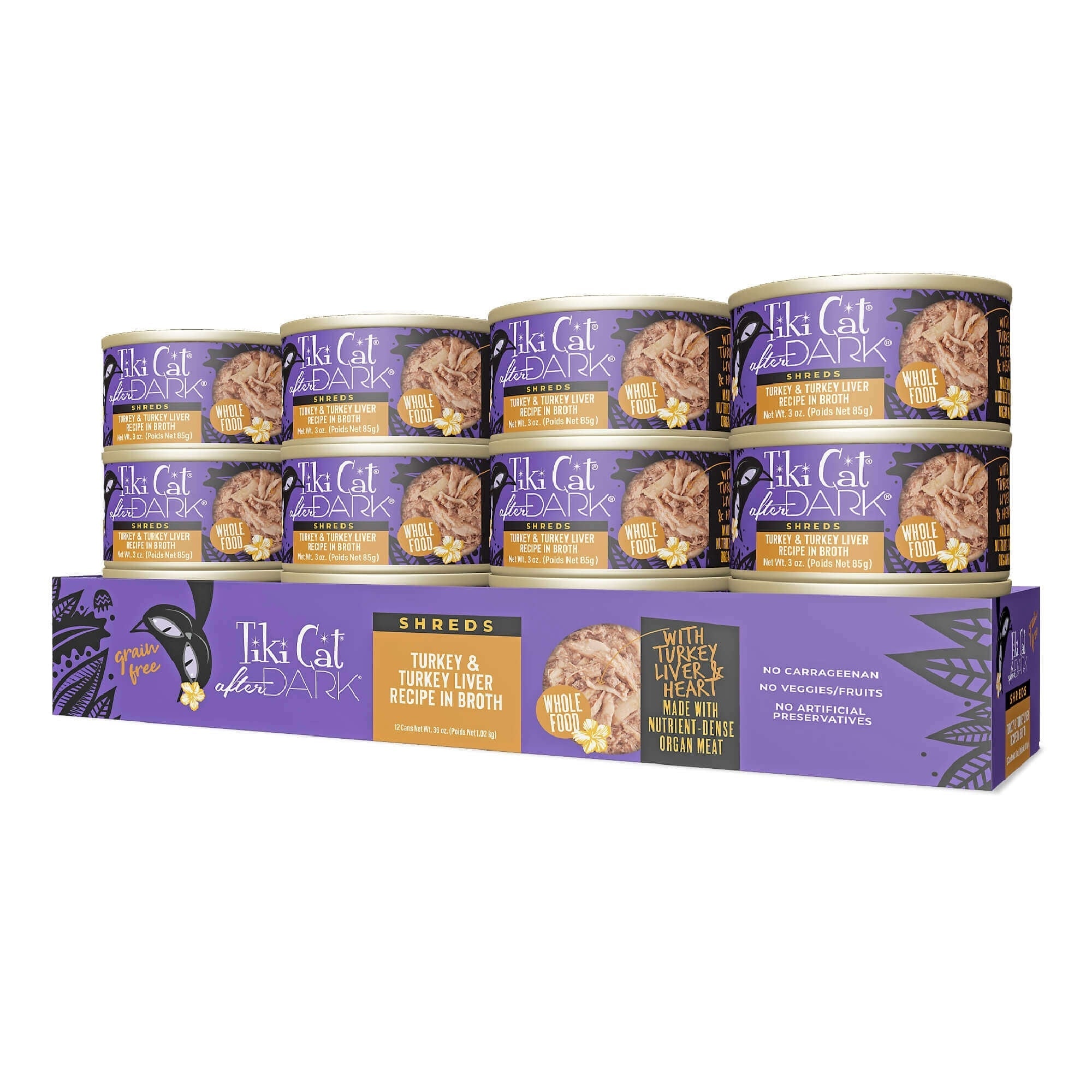 Tiki Pet Cat After Dark Shreds Turkey & Turkey Liver 3oz. (Case of 12)