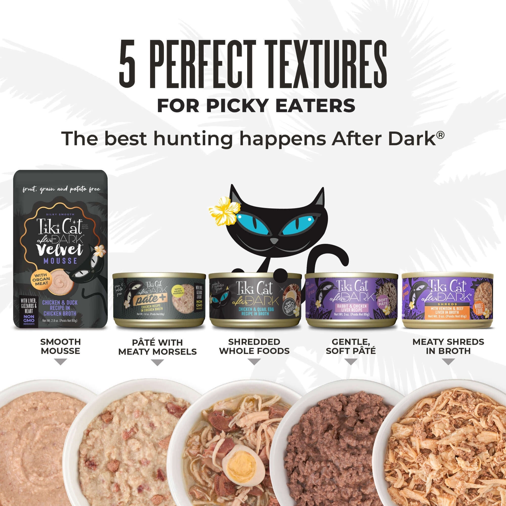 Tiki Pet Cat After Dark Shreds Rabbit & Chicken Liver 3oz. (Case of 12)
