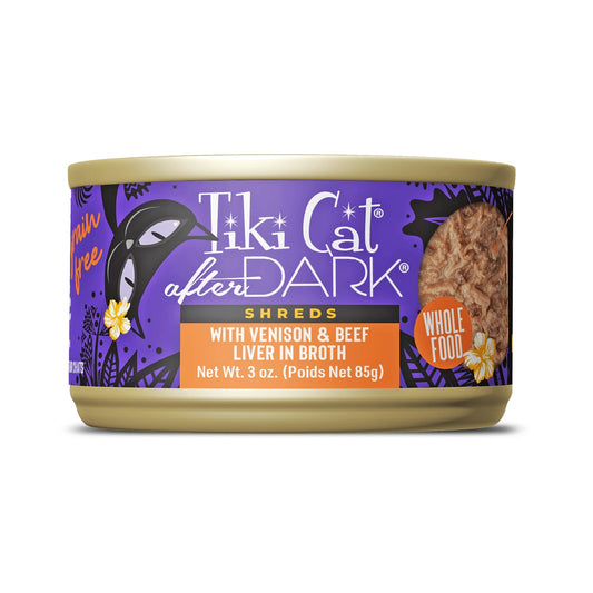 Tiki Pet Cat After Dark Shreds Venison & Beef Liver 3oz. (Case of 12)