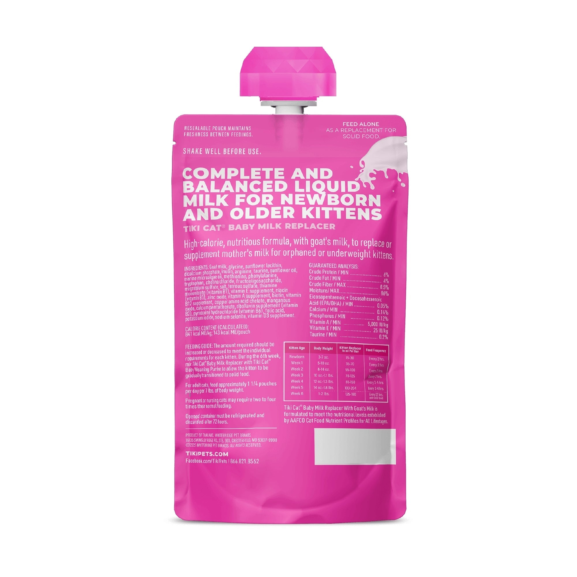 Tiki Pet Cat Milk Replacer Kitten Goat Milk 6oz. (Case of 6)