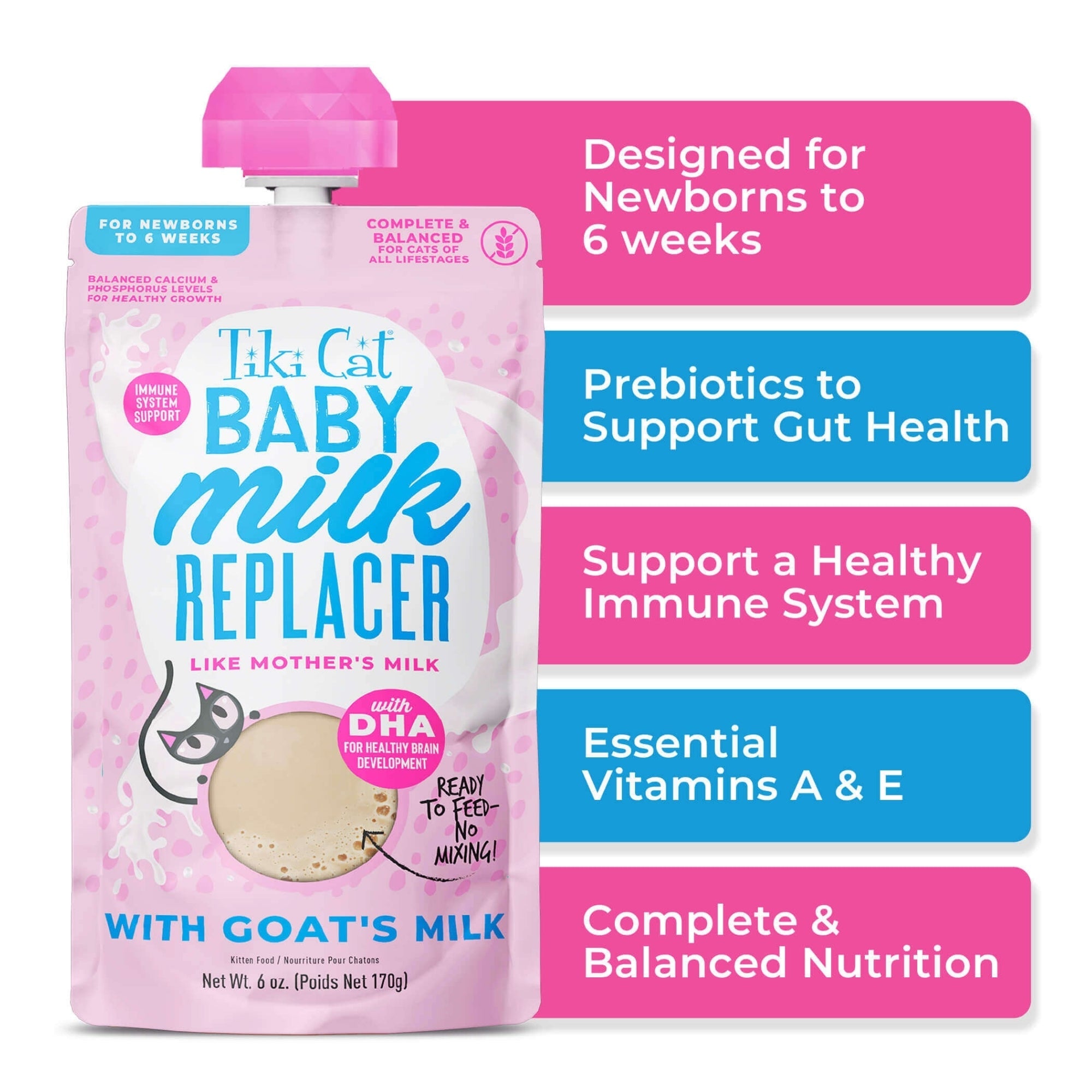 Tiki Pet Cat Milk Replacer Kitten Goat Milk 6oz. (Case of 6)
