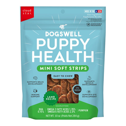 Dogswell Dog Lifestage Puppy Treats Mini Soft Strips Lamb 10Oz