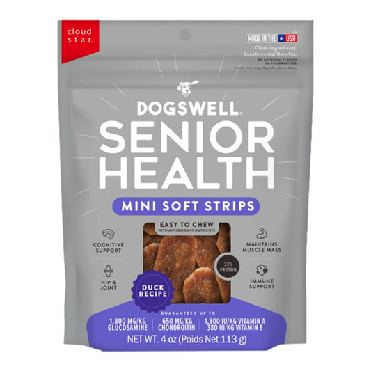 Dogswell Dog Lifestage Senior Treat Jerky Soft Strip Duck 4Oz