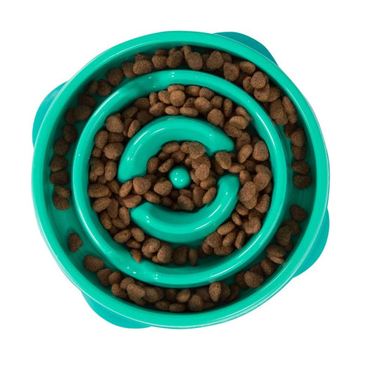 Outward Hound Fun Feeder Slo-Dog Bowl Turquoise Mini