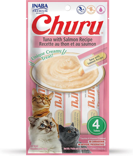 Inaba Churu Puree Cat Treats Tuna/Salmon .5oz. 4 Pk (Case of 6)