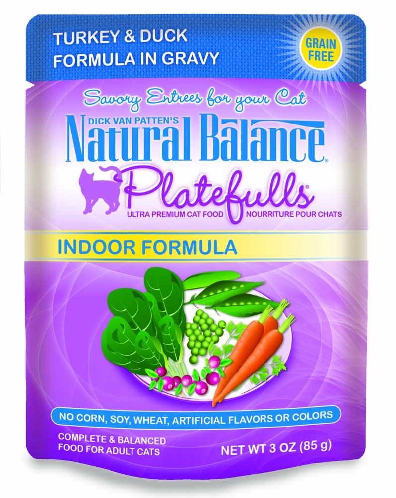 Natural Balance Pet Foods Platefulls Indoor Turkey and Duck Formula in Gravy Cat Wet Food 3 oz 24 Pack