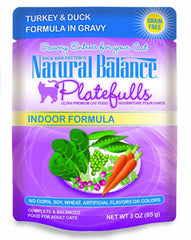 Natural Balance Pet Foods Platefulls Indoor Turkey and Duck Formula in Gravy Cat Wet Food 3 oz 24 Pack