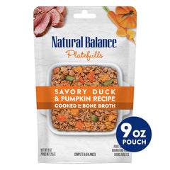 Natural Balance Platefulls Savory Duck & Pumpkin Recipe Dog Food 12ct/9oz pouch