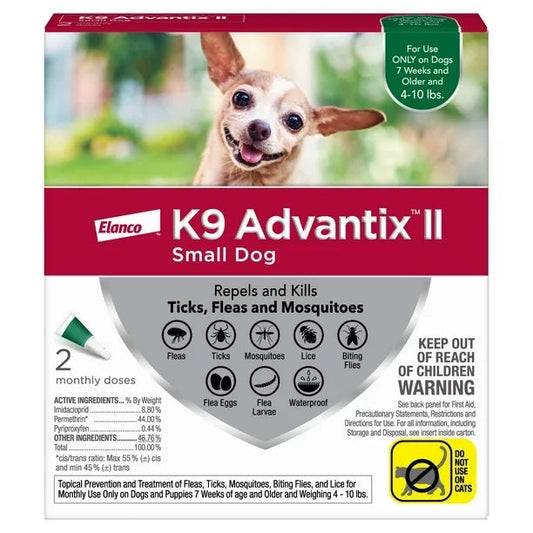 K9 Advantix II Flea, Tick & Mosquito Protection Small Dog 4-10lbs 2pk