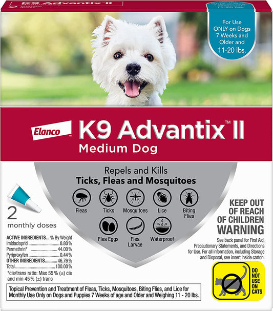 K9 Advantix II Flea, Tick & Mosquito Protection Medium Dog 11-20lbs 2pk