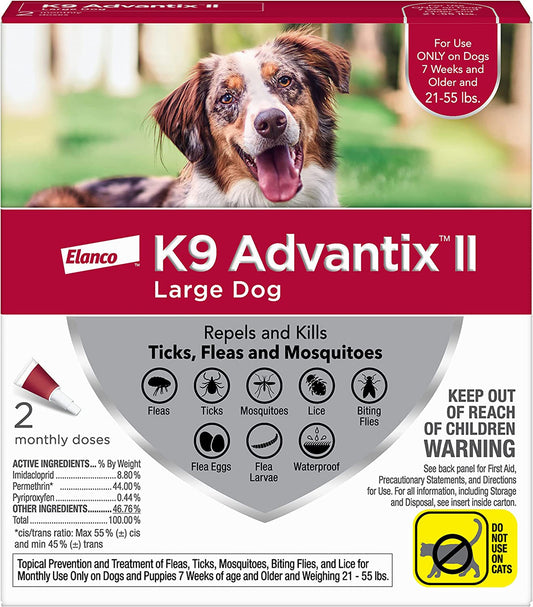 K9 Advantix II Flea, Tick & Mosquito Protection Large Dog 21-55lbs 2pk