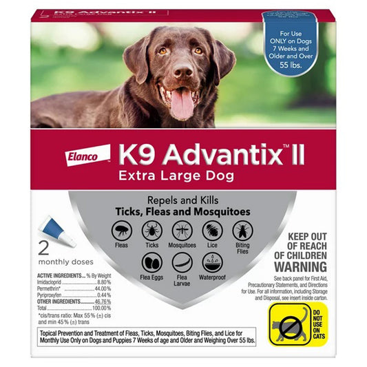 K9 Advantix II Flea, Tick & Mosquito Protection X-Large Dog Over 55lbs 2pk