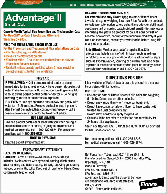 Advantage II Flea Protection Small Cat 5-9lbs 4pk