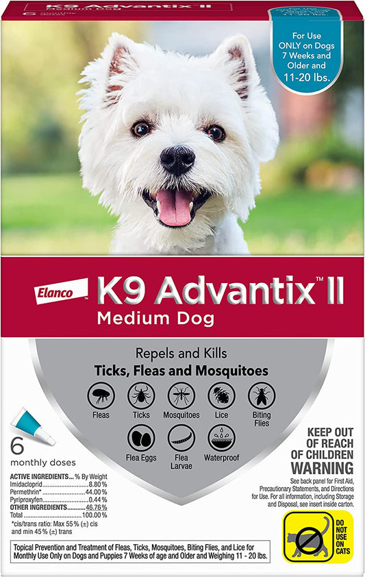 K9 Advantix II Flea, Tick & Mosquito Protection Medium Dog 11-20lbs 6pk