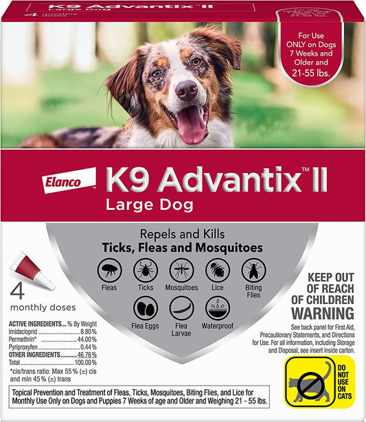 K9 Advantix II Flea, Tick & Mosquito Protection Large Dog 21-55lbs 4pk