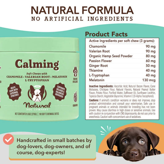 Natural Dog Company Dog Calming Supplement Chews - 90 Count