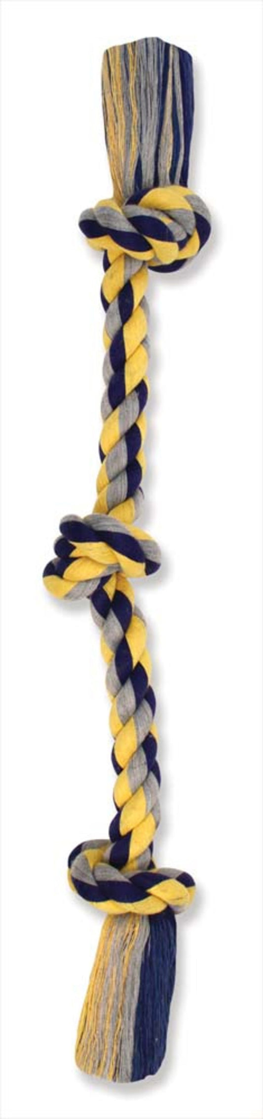Mammoth Pet Products Cottonblend Color 3 Knot Rope Tug Small 15in